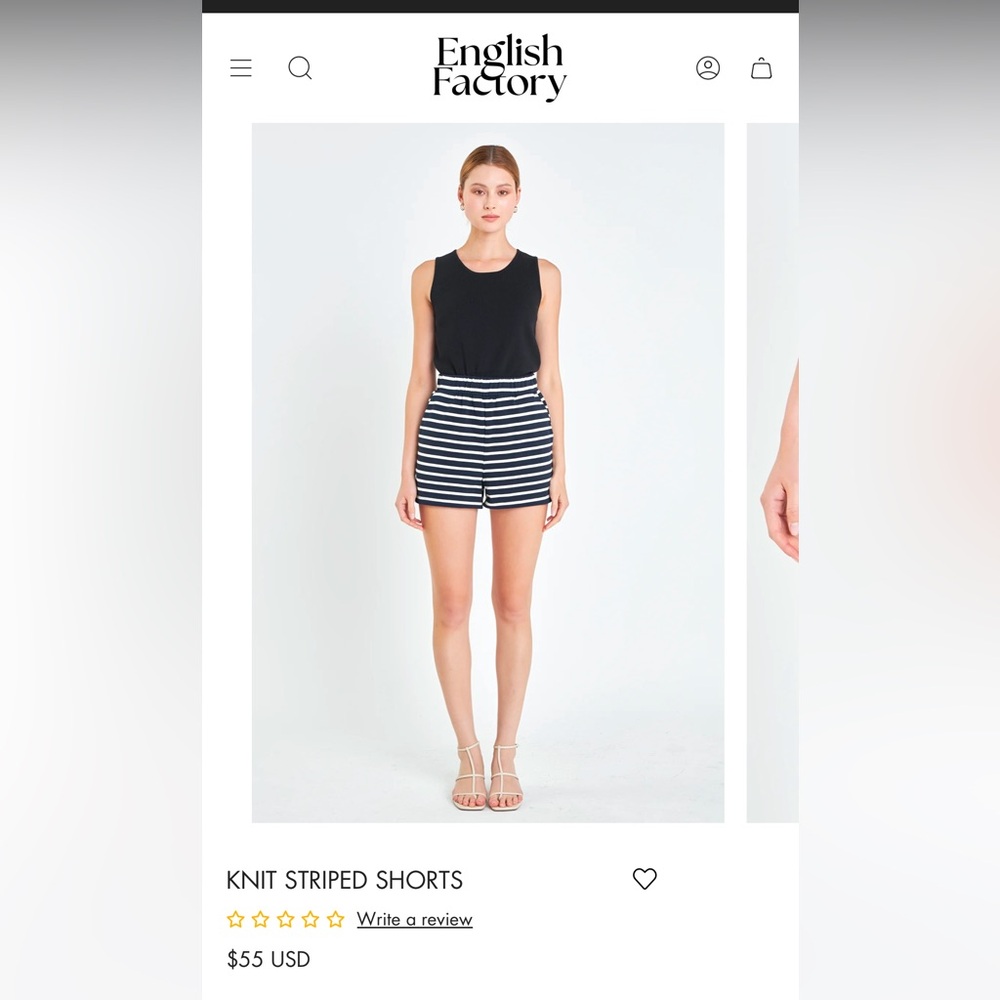 English factory striped shorts